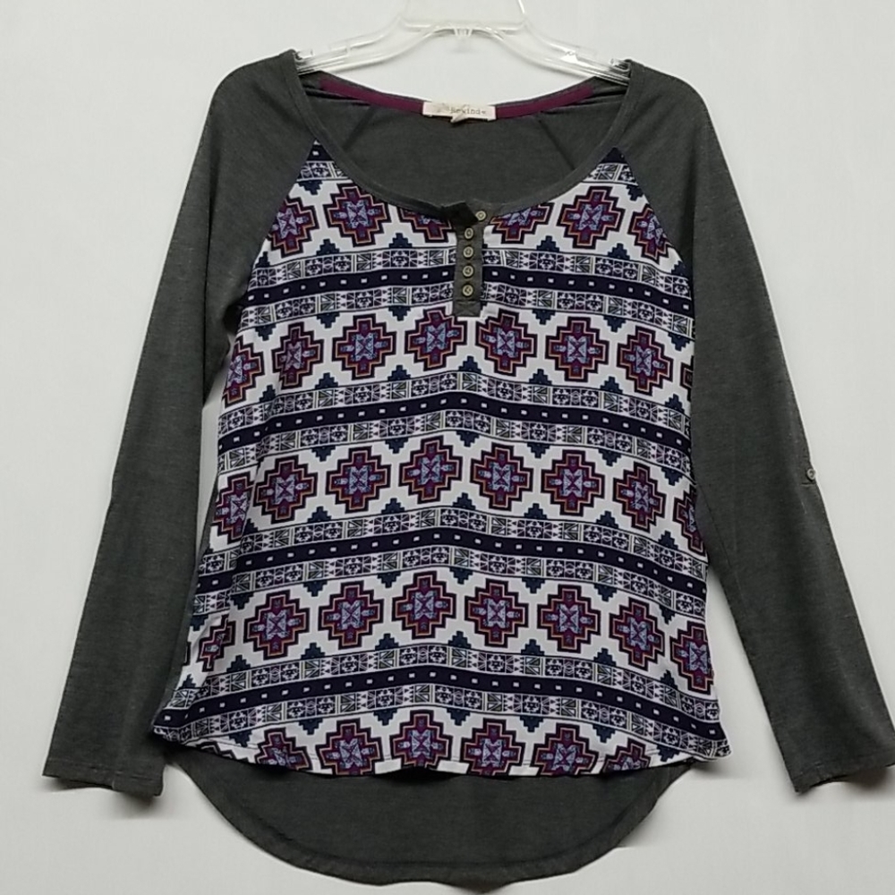 Rewind Long Sleeve Top Tee Womans Size M